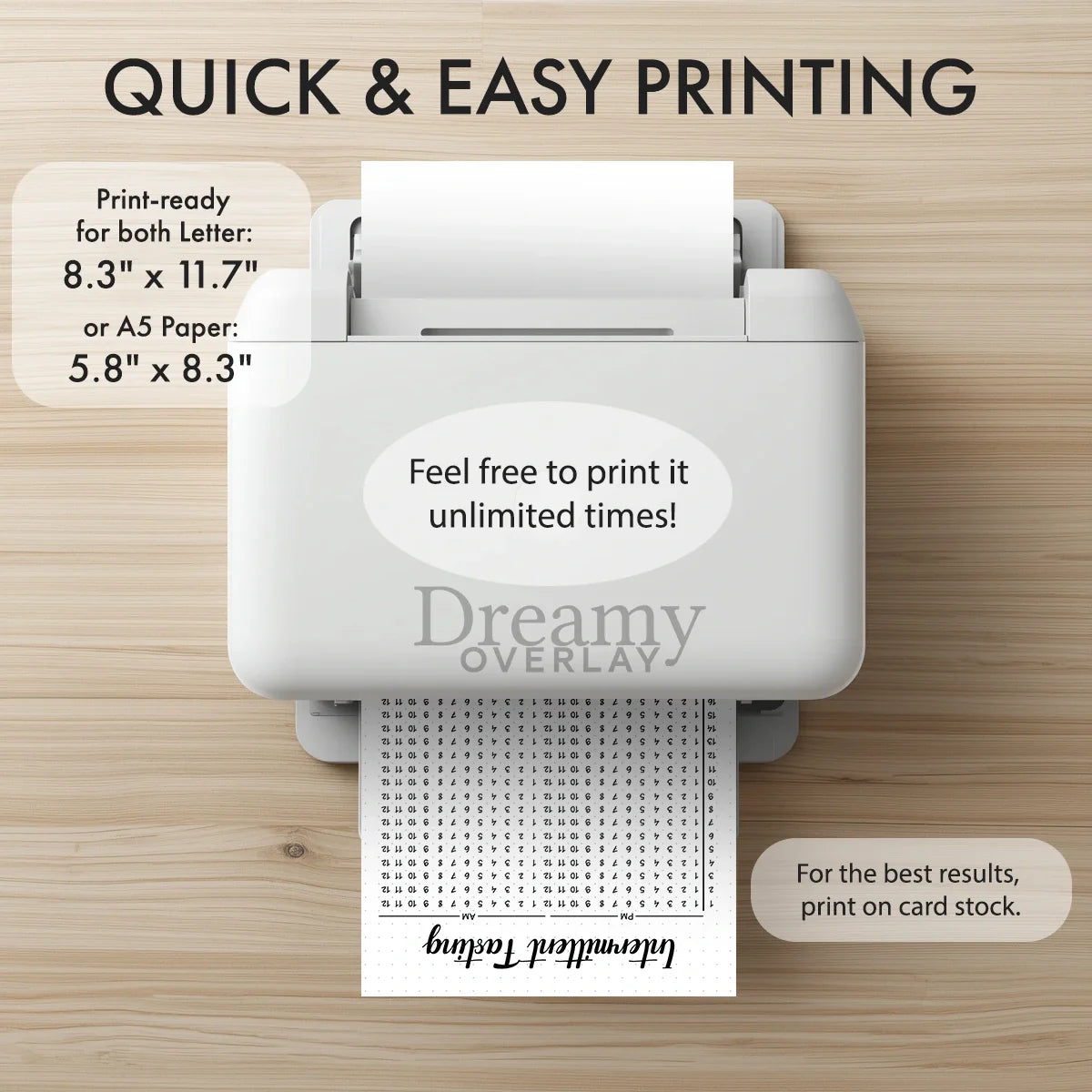 Printable intermittent fasting tracker printable journal page in A4, A5 and US Letter size
