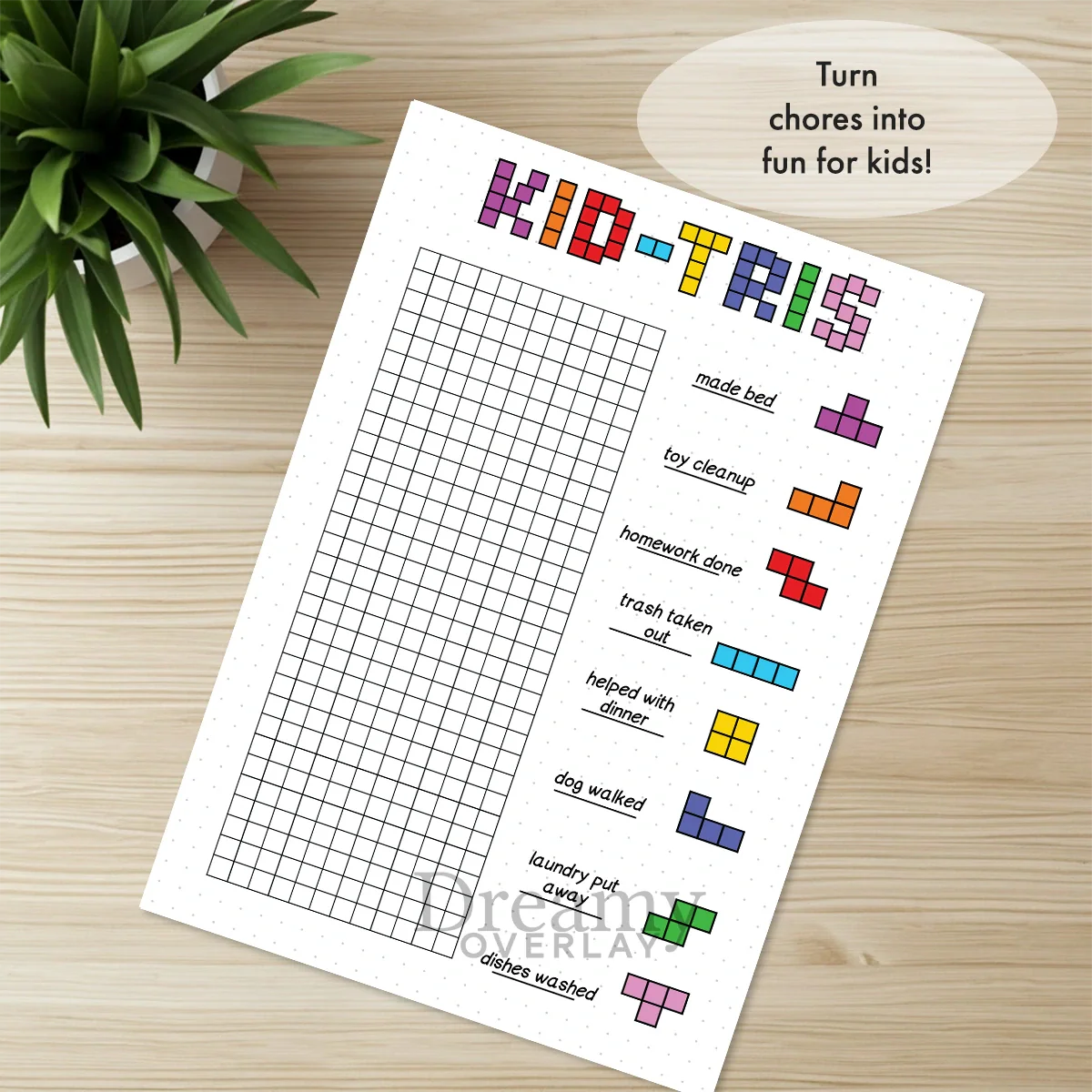 Printable kids chore tracker printable journal page in A4, A5 and US Letter size