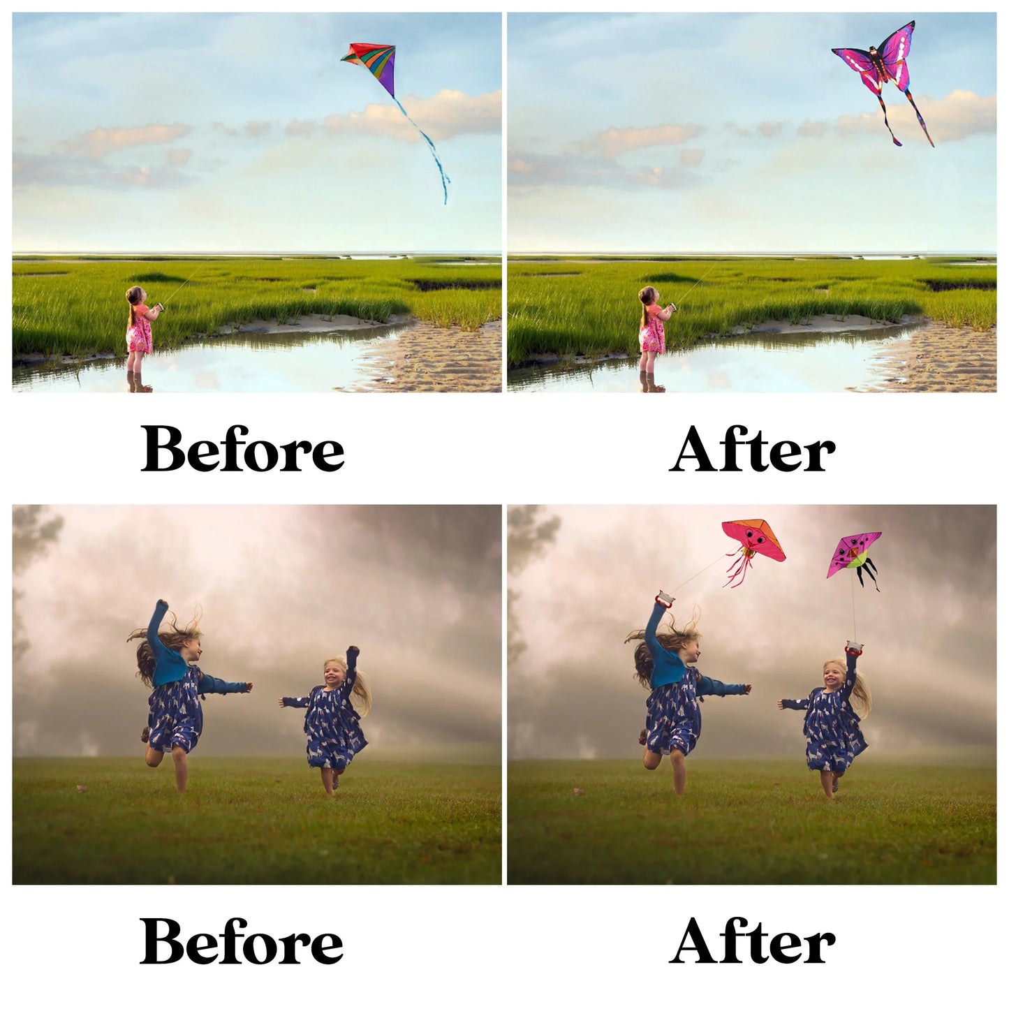 Kite Overlays for Photoshop - Flying Diamond Shapes