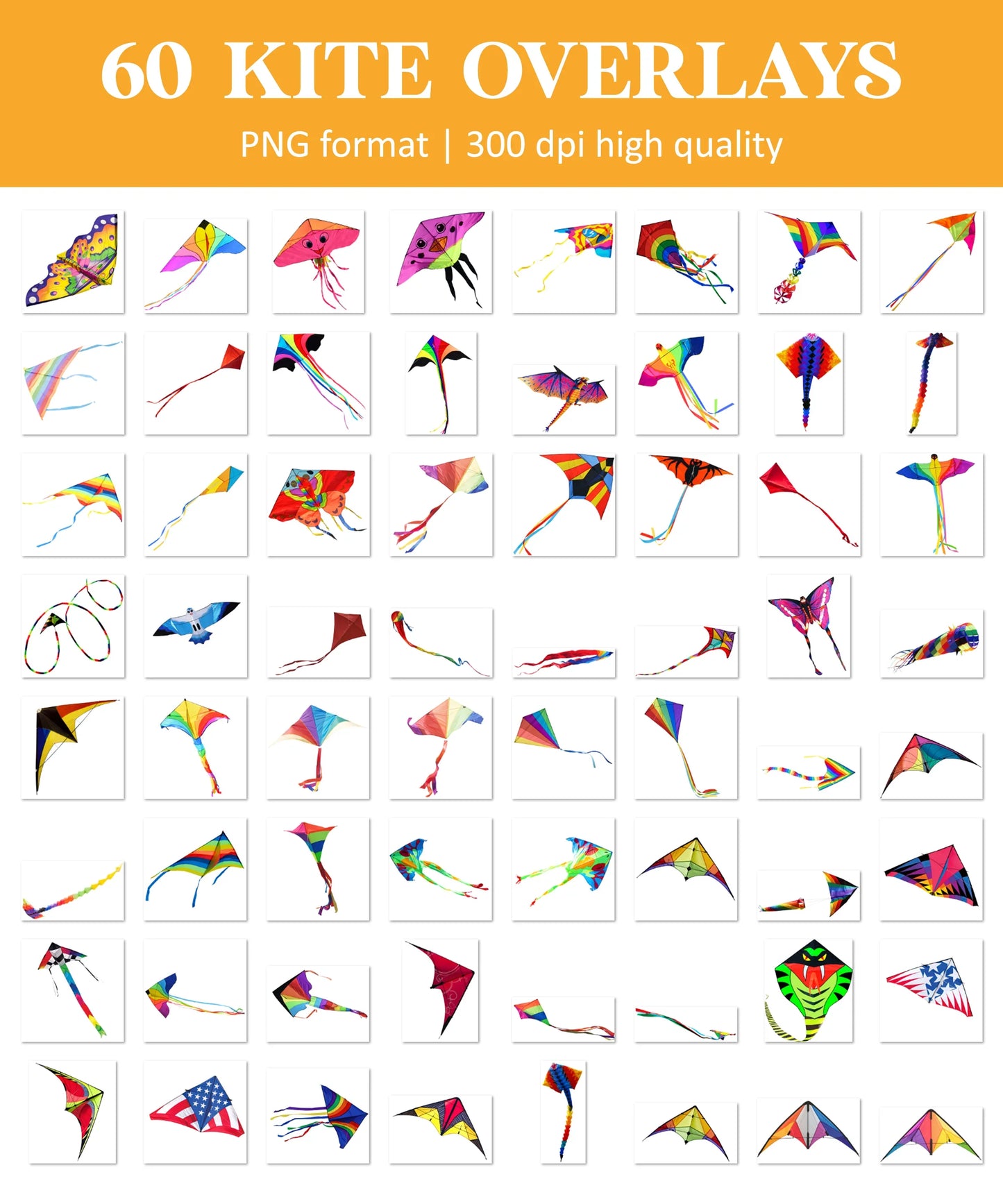 Kite Overlays for Photoshop - Flying Diamond Shapes