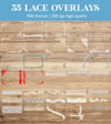 Lace Border Overlays for Photoshop - Vintage Wedding and Scrapbook Frame Effects