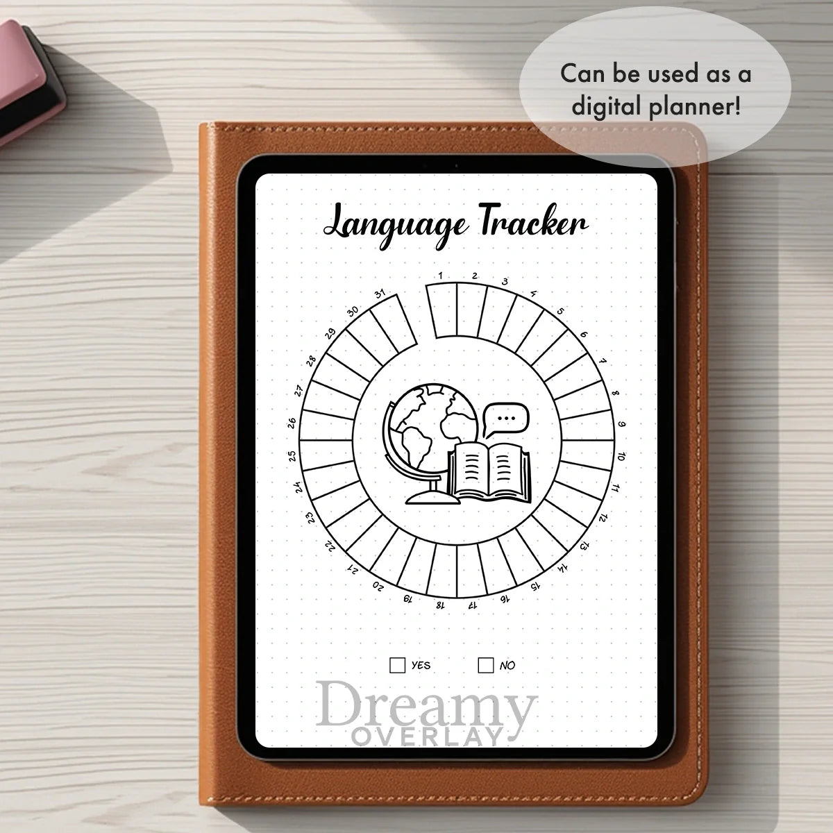 Printable language tracker monthly printable journal page in A4, A5 and US Letter size