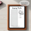 Printable language tracker journal page in A4, A5 and US Letter size