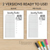 Printable laundry tracker printable journal page in A4, A5 and US Letter size