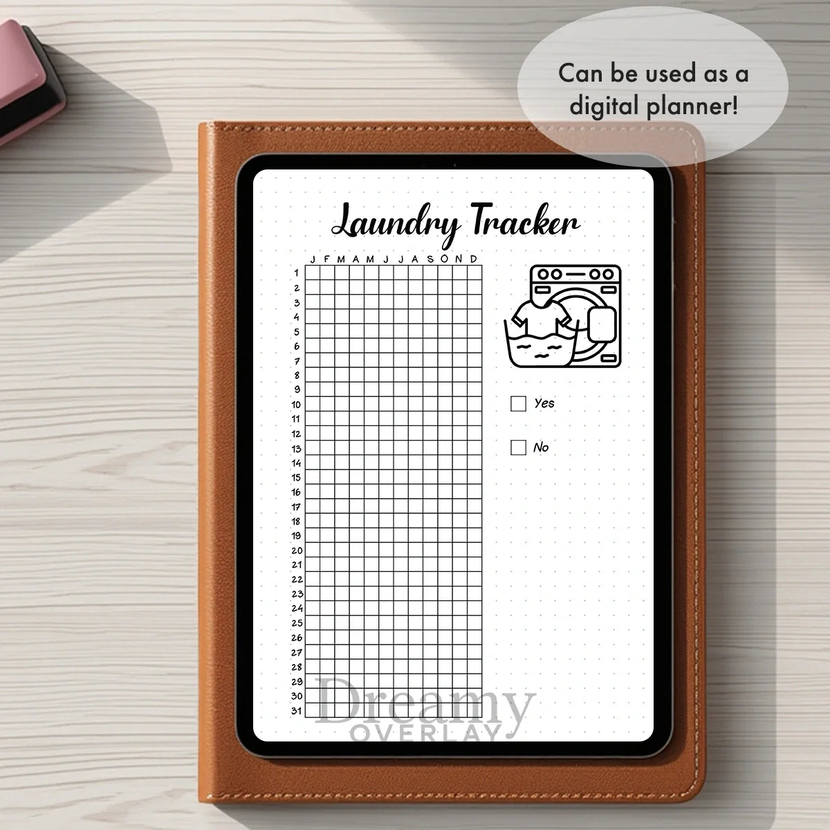 Printable laundry tracker printable journal page in A4, A5 and US Letter size