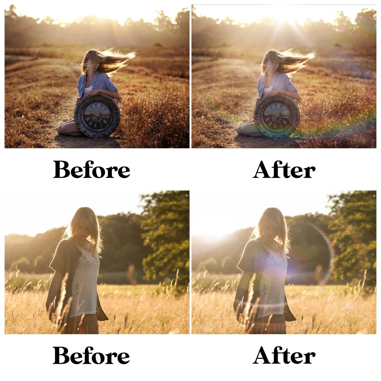 Lens Flare Overlays for Photoshop - Sunlight Rays and Natural Glow