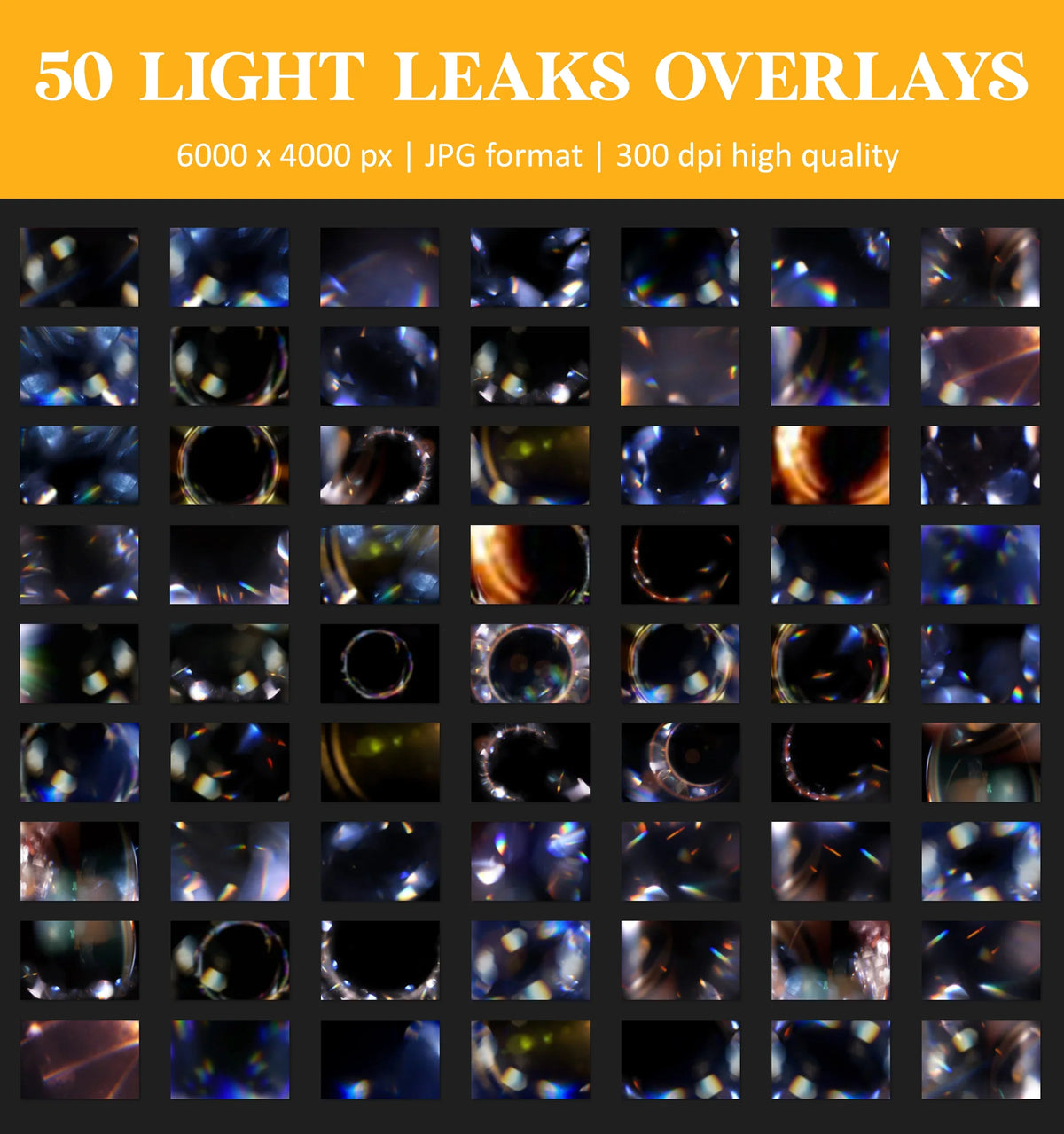 Light Leak Overlays for Photoshop - Rainbow Flare and Sun Effects