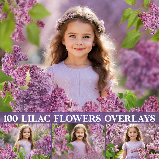 Lilac Flower Overlays for Photoshop - Spring Blossom Branches