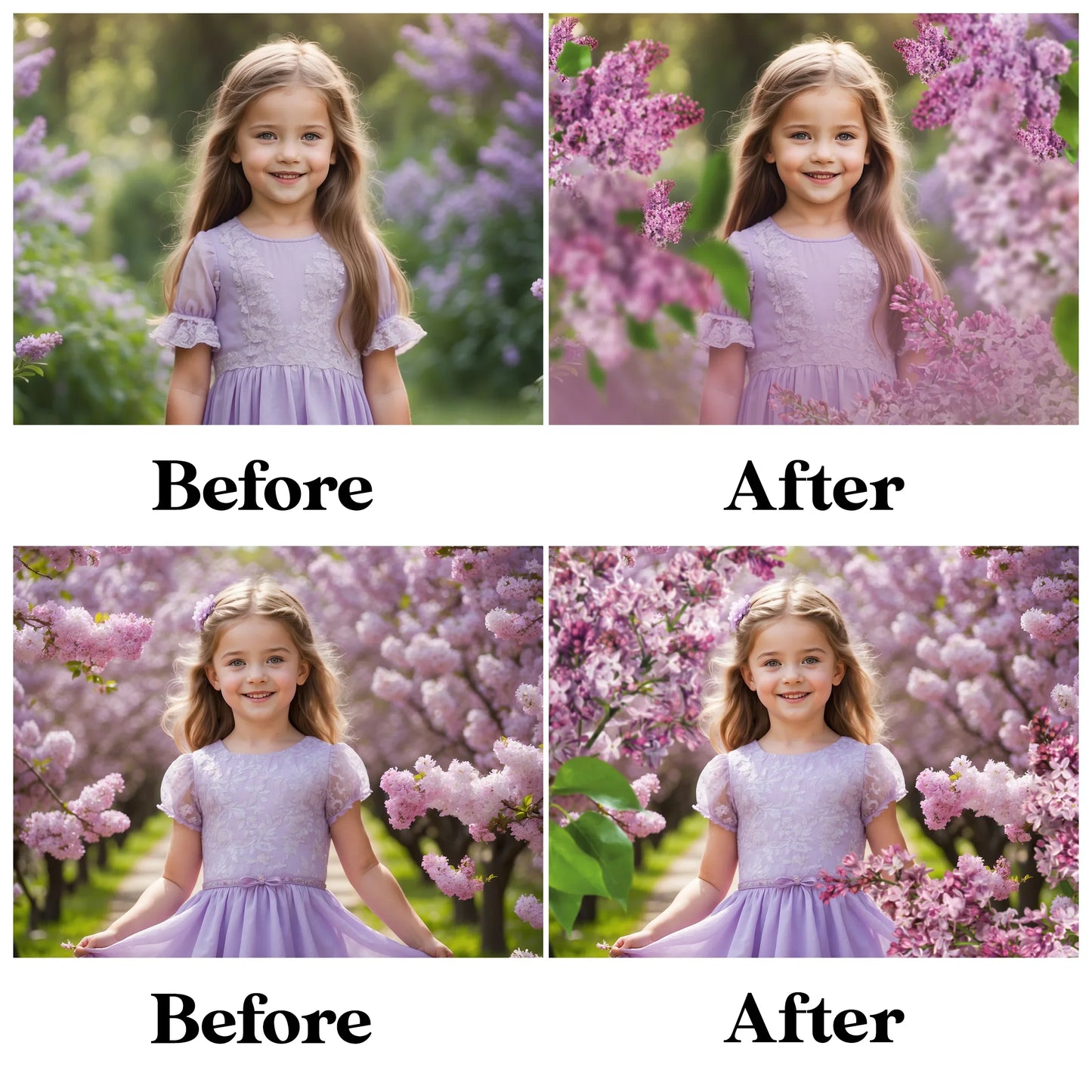 Lilac Flower Overlays for Photoshop - Spring Blossom Branches
