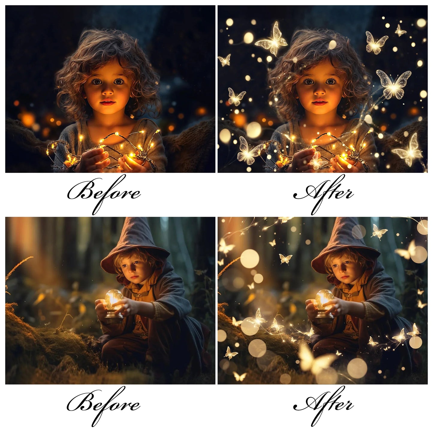 Magic Glowing Butterfly Overlays for Photoshop - Firefly and Magic Dust Effects