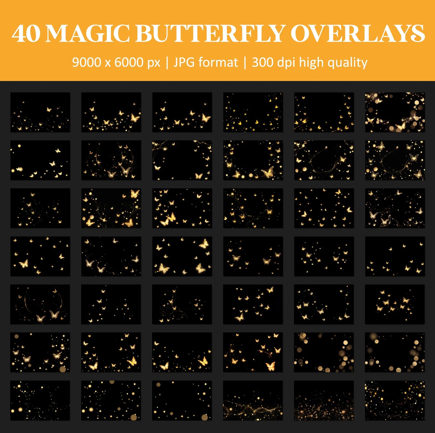 Magic Glowing Butterfly Overlays for Photoshop - Firefly and Magic Dust Effects