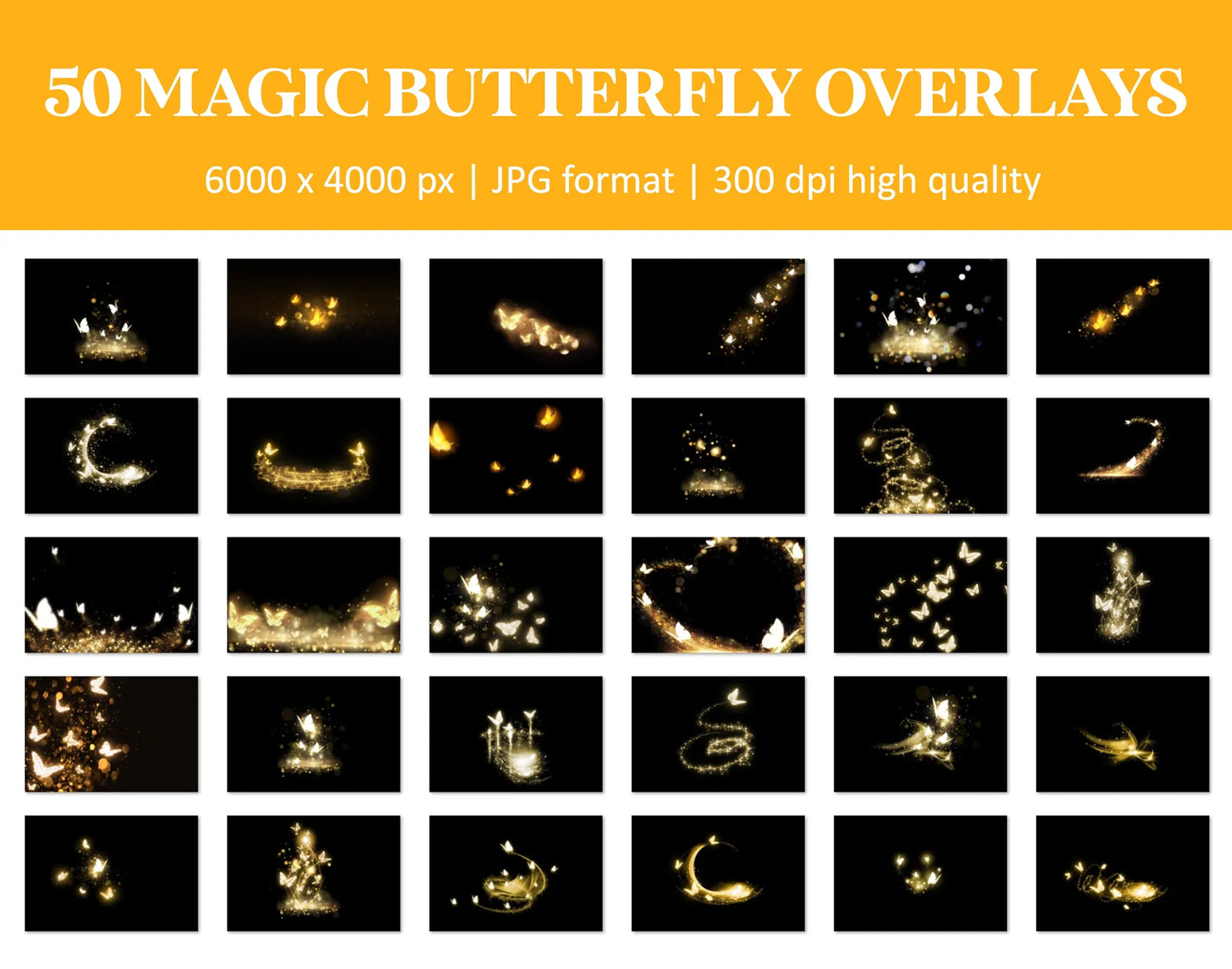 Magic Glowing Butterfly Overlays for Photoshop - Enchanted Garden Light Effects