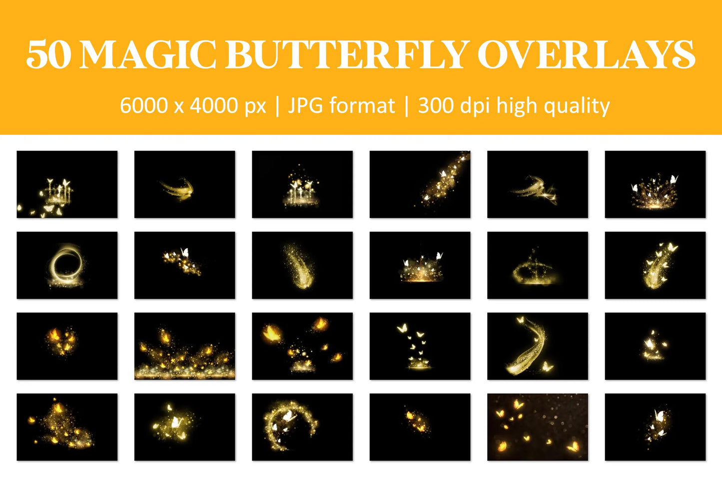 Magic Glowing Butterfly Overlays for Photoshop - Enchanted Garden Light Effects