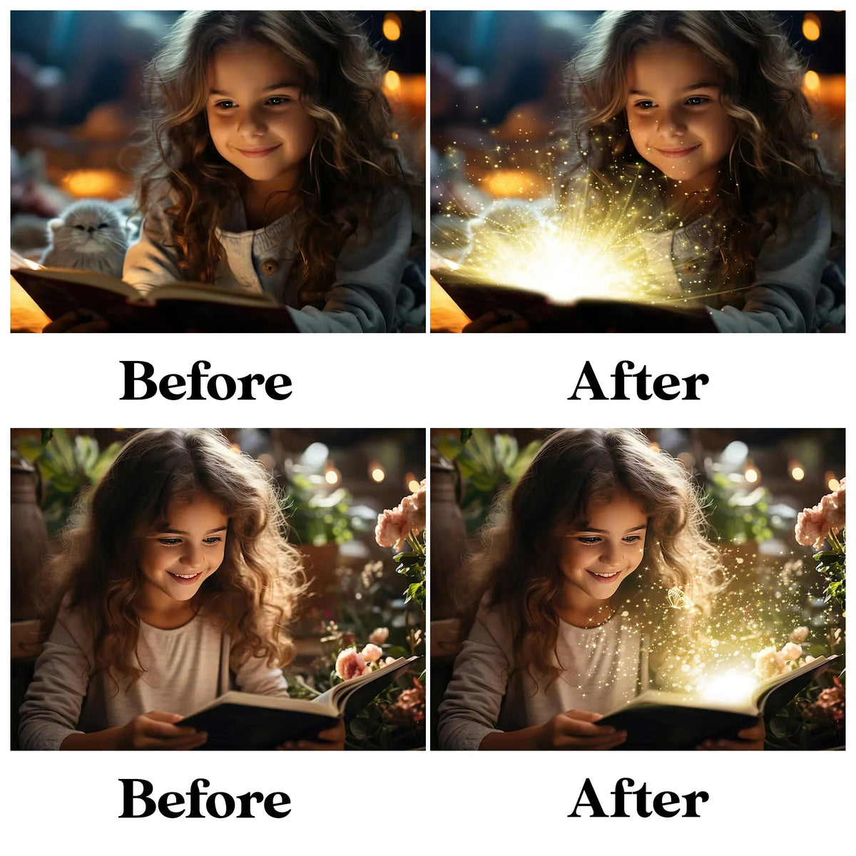 Magic Light Overlays for Photoshop - Book Glow and Enchanted Sparkle Effects