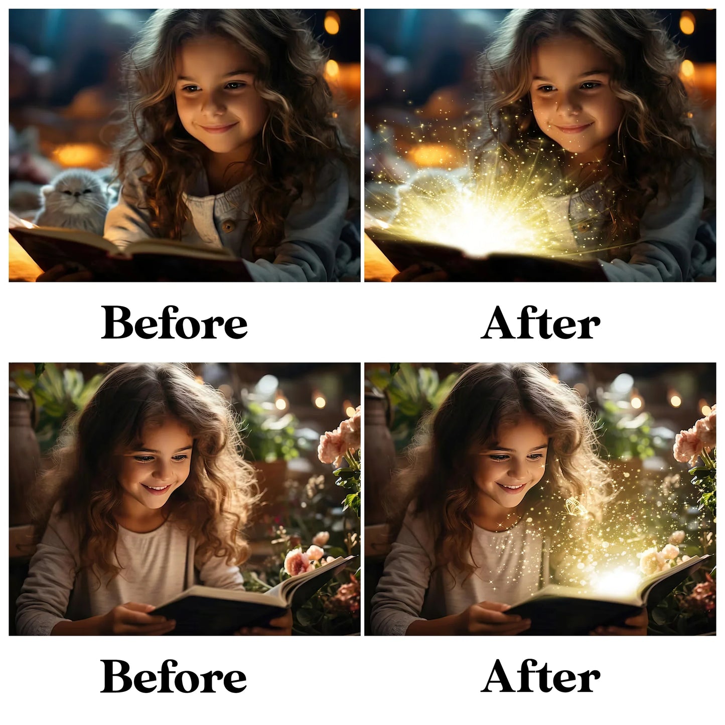 Magic Light Overlays for Photoshop - Book Glow and Enchanted Sparkle Effects