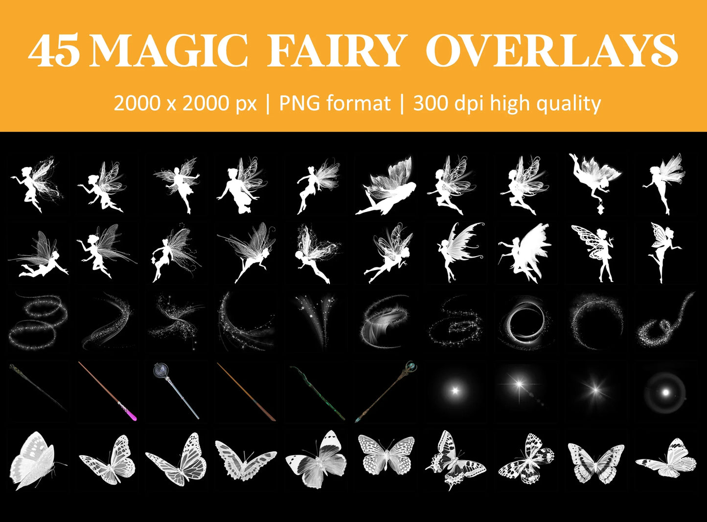 Magical Fairy Overlays for Photoshop - Pixie Dust and Magic Wand Effects