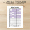 Printable meal tracker printable journal page in A4, A5 and US Letter size