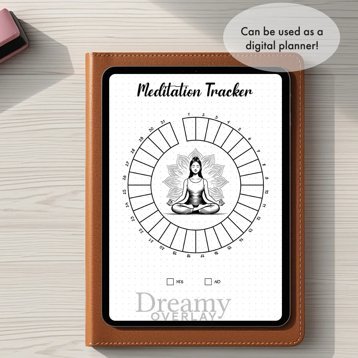 Printable meditation tracker monthly printable journal page in A4, A5 and US Letter size