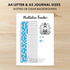 Printable meditation tracker yearly printable journal page in A4, A5 and US Letter size