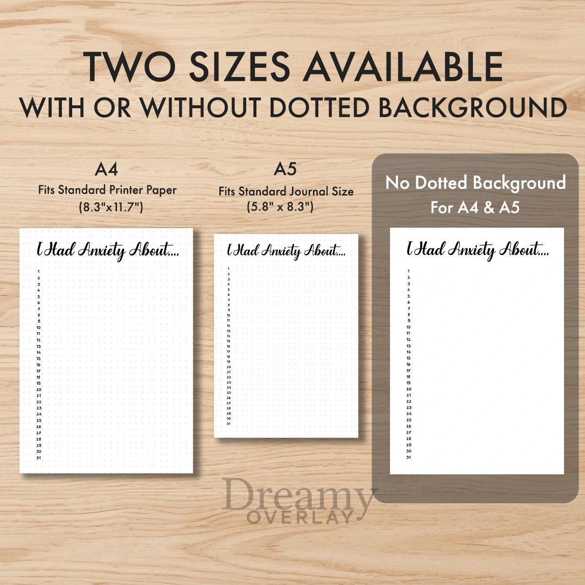 Printable mental health trackers bundle monthly printable journal page in A4, A5 and US Letter size