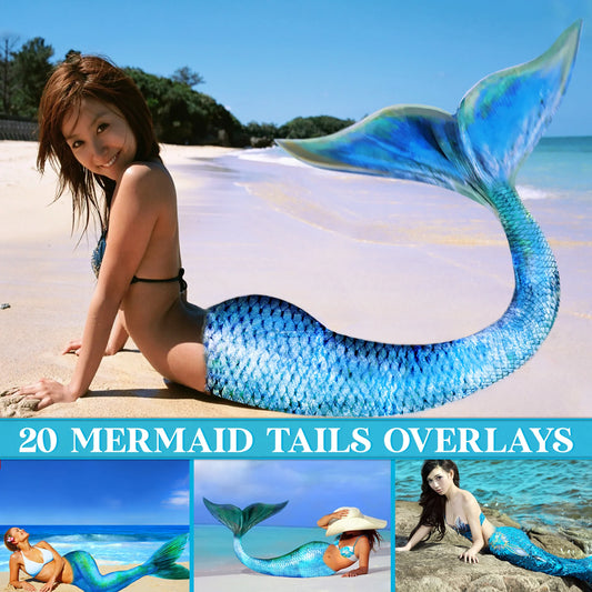 Mermaid Tail Overlays for Photoshop - Transparent Fantasy PNG