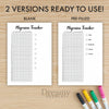 Printable migraine tracker journal page in A4, A5 and US Letter size