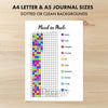 Printable mood in pixels tracker journal page in A4, A5 and US Letter size