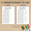 Printable mood in pixels tracker journal page in A4, A5 and US Letter size