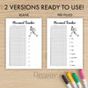 Printable movement tracker journal page in A4, A5 and US Letter size