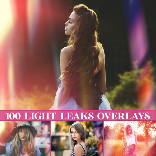 Natural Light Leak Overlays for Photoshop - Rainbow Lens Flare and Crystal Effects