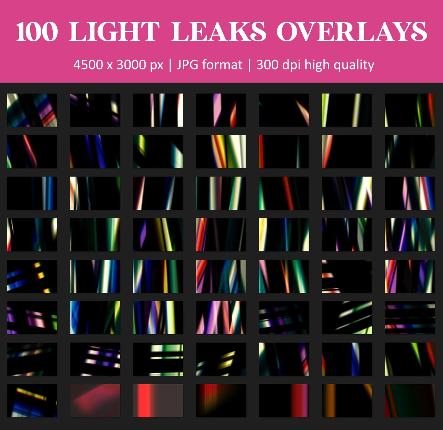 Natural Light Leak Overlays for Photoshop - Rainbow Lens Flare and Crystal Effects
