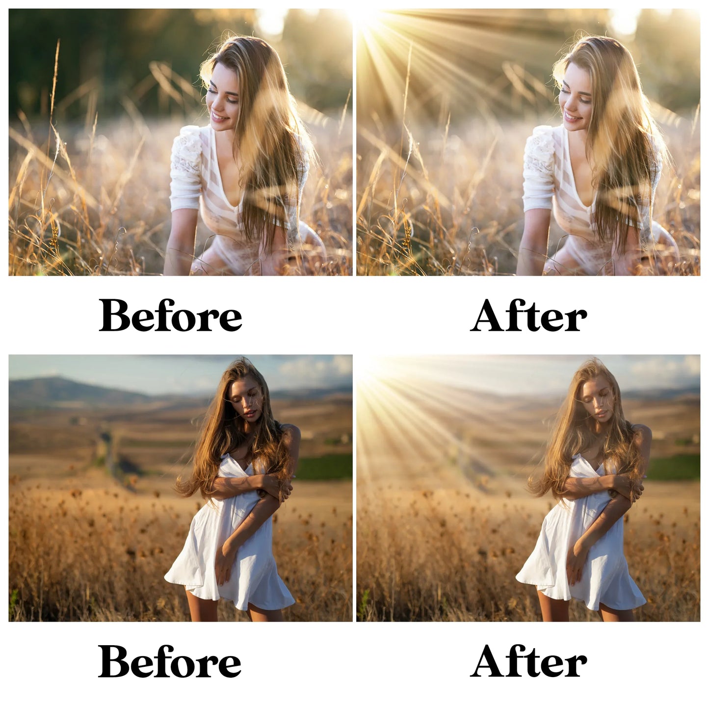 Natural Sunlight Overlays for Photoshop - Sunbeam and Ray Effects