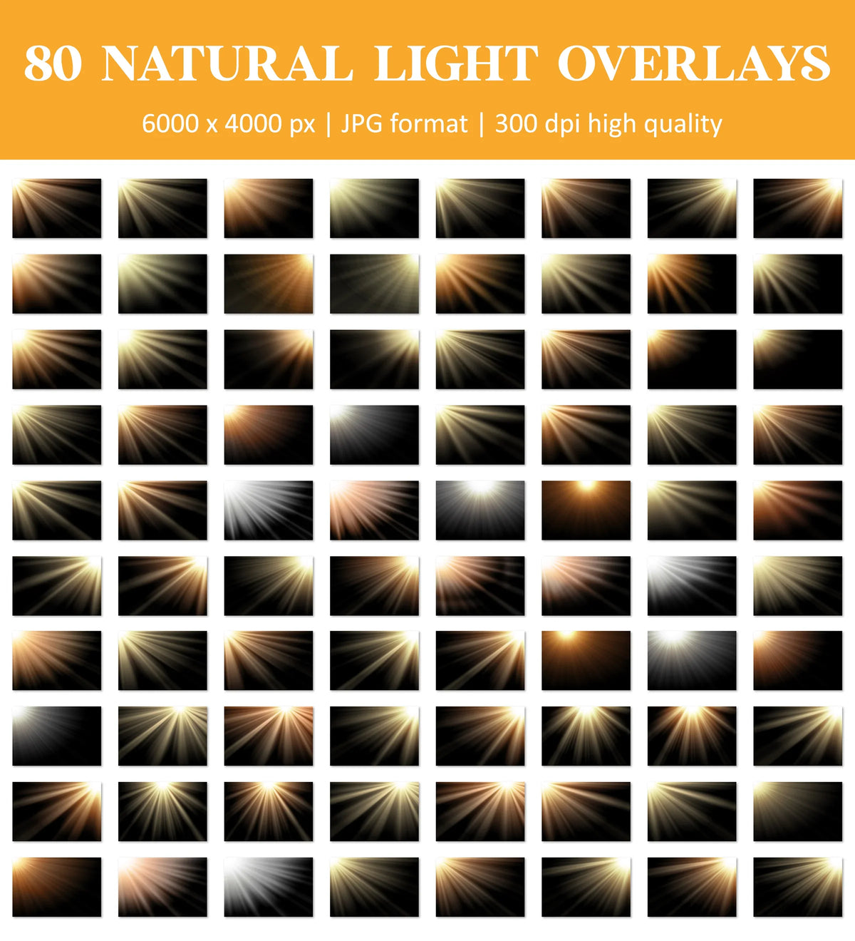 Natural Sunlight Overlays for Photoshop - Sunbeam and Ray Effects