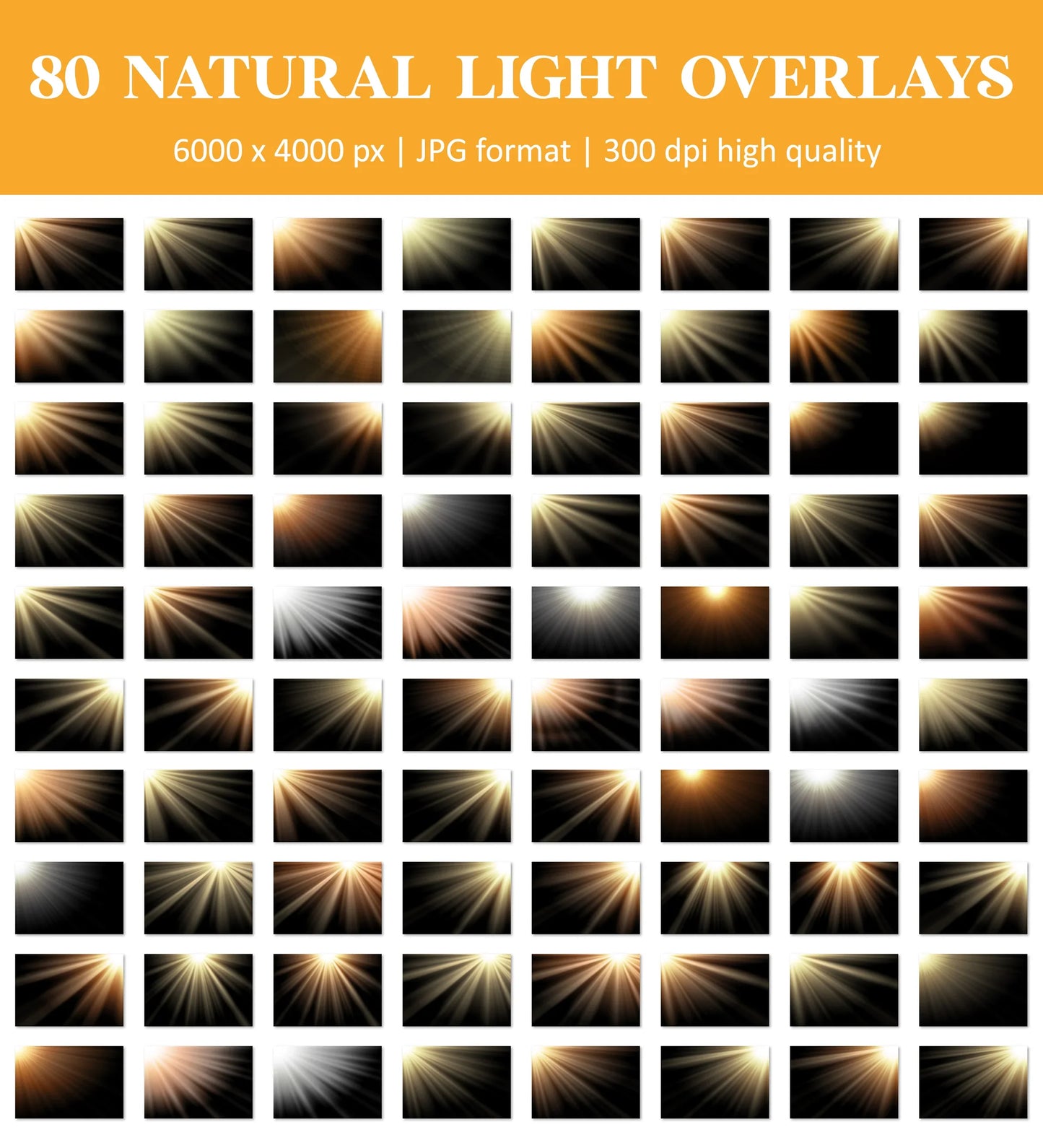 Natural Sunlight Overlays for Photoshop - Sunbeam and Ray Effects