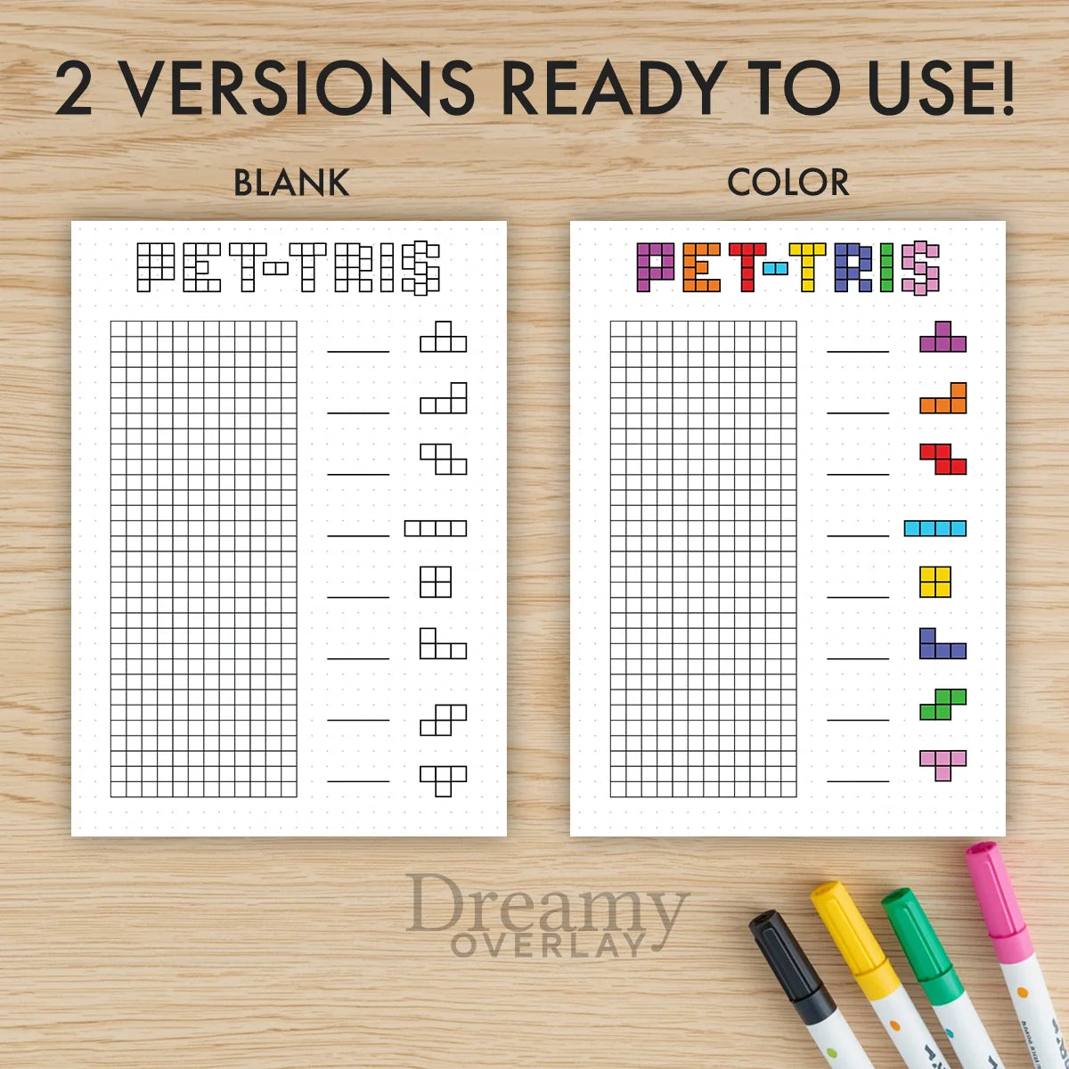 Printable pet tris pet care tracker printable journal page in A4, A5 and US Letter size