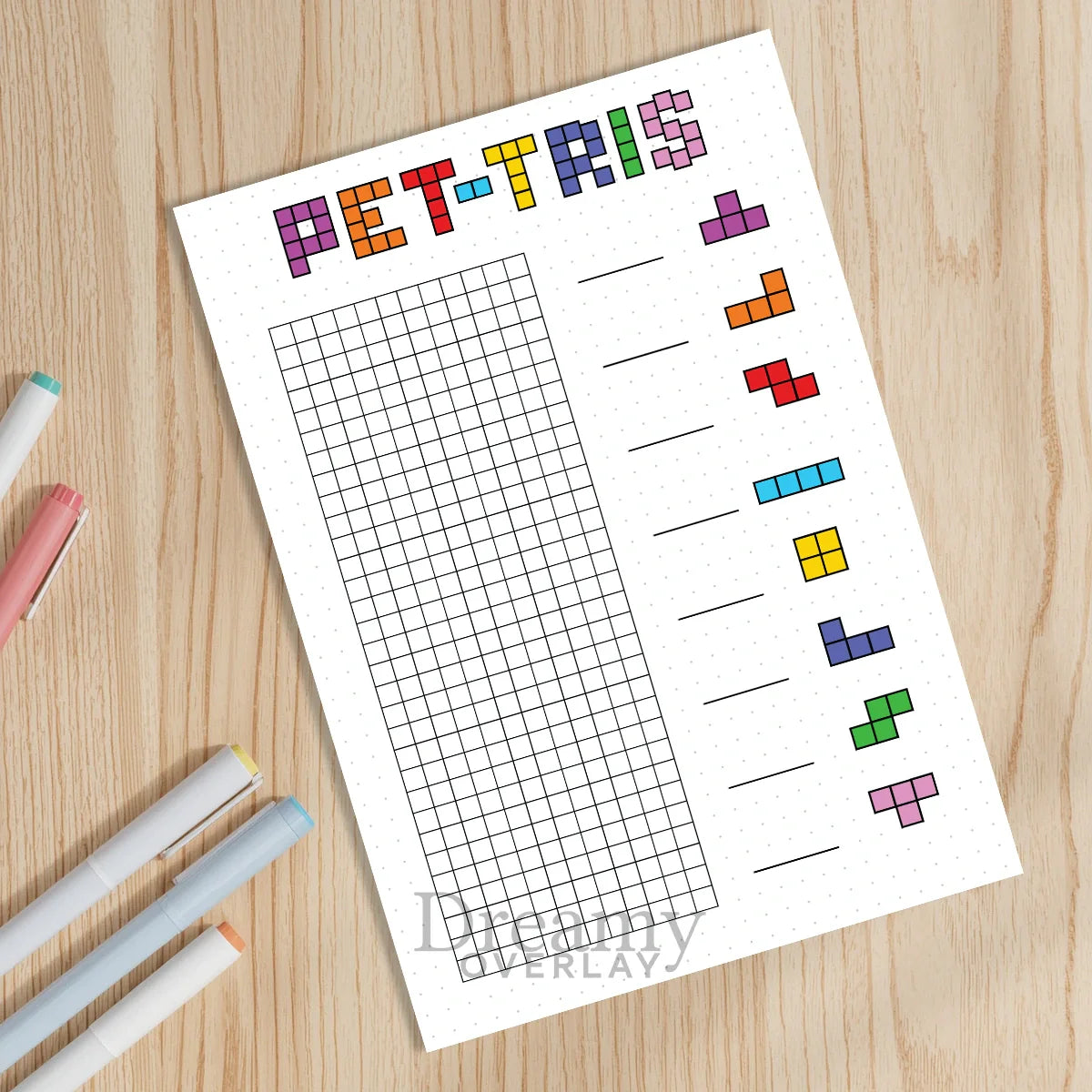 Printable pet tris pet care tracker printable journal page in A4, A5 and US Letter size