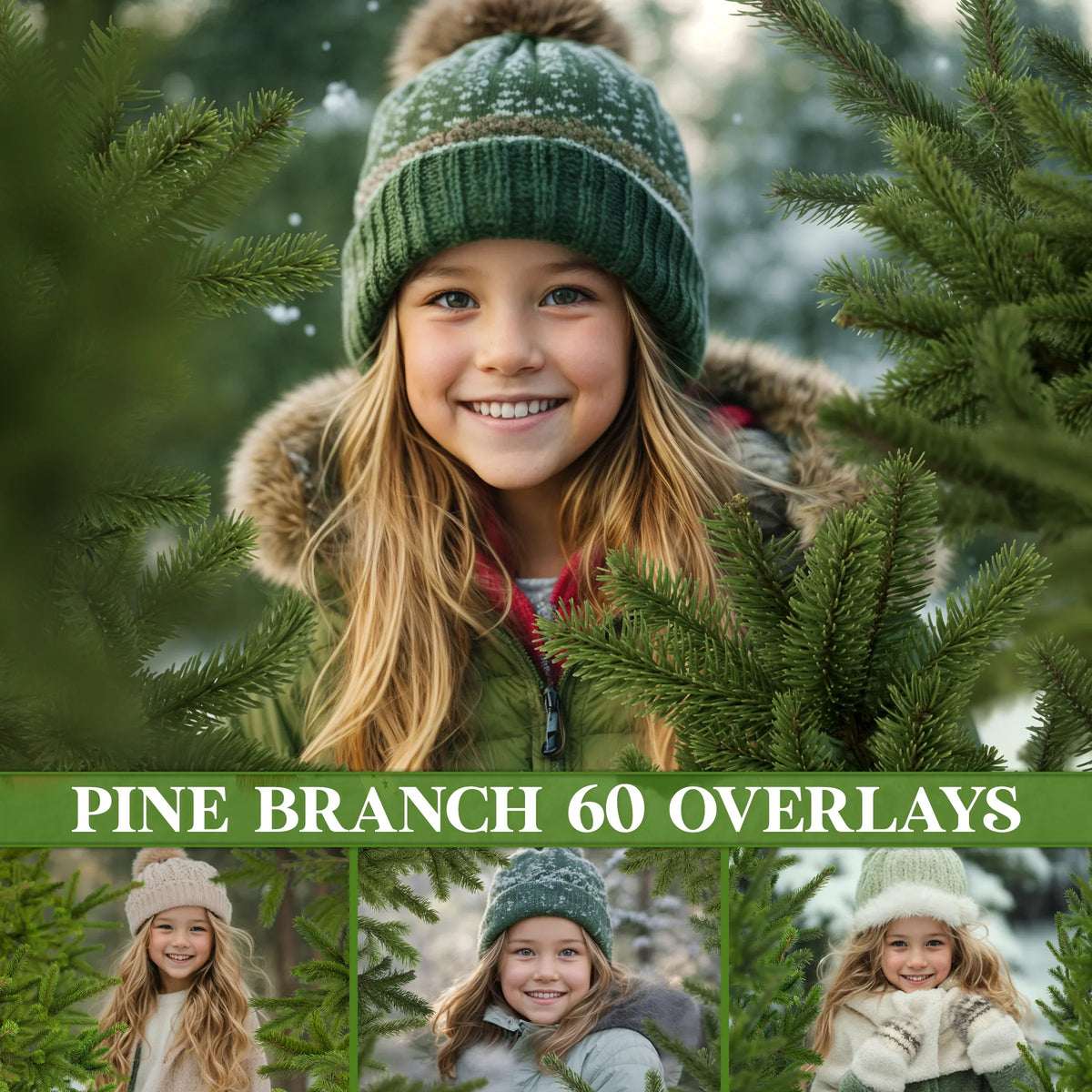 Pine Branch Overlays for Photoshop - Christmas Tree Elements