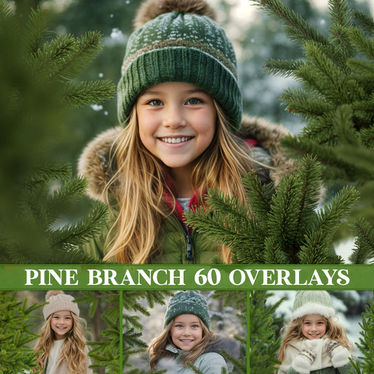 Pine Branch Overlays for Photoshop - Christmas Tree Elements