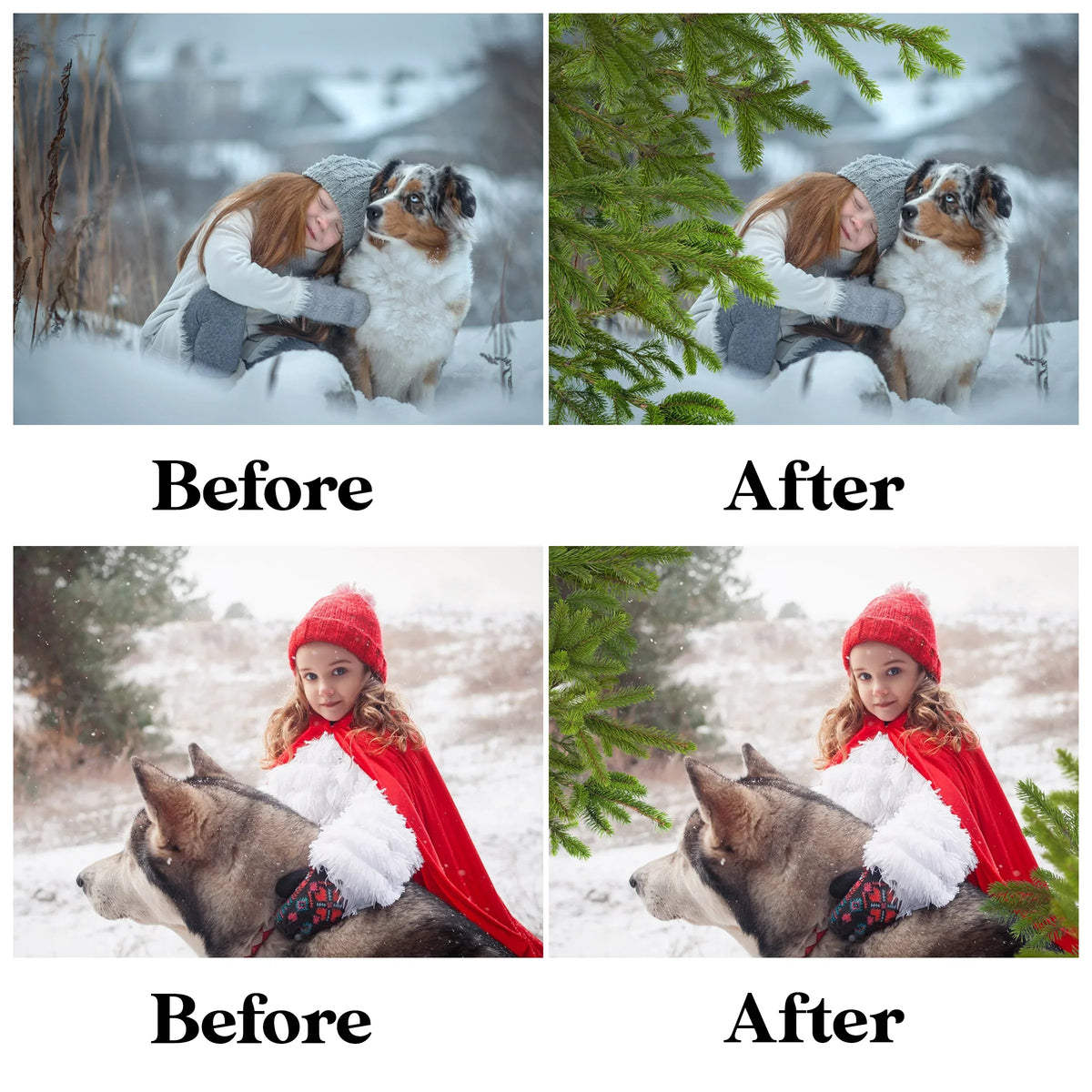 Pine Branch Overlays for Photoshop - Christmas Tree Elements