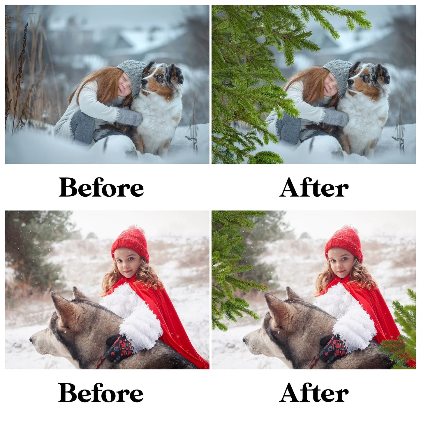 Pine Branch Overlays for Photoshop - Christmas Tree Elements