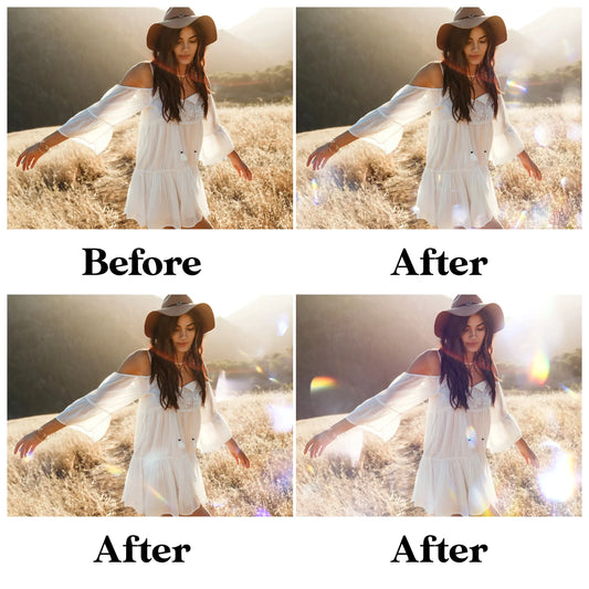 Prism Light Leak Overlays for Photoshop - Crystal Rainbow Lens Effects