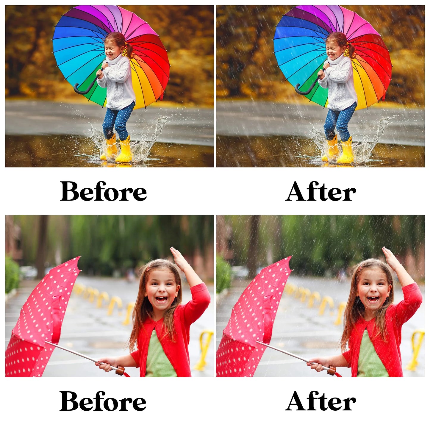 Rain Overlays for Photoshop - Realistic Falling Raindrops