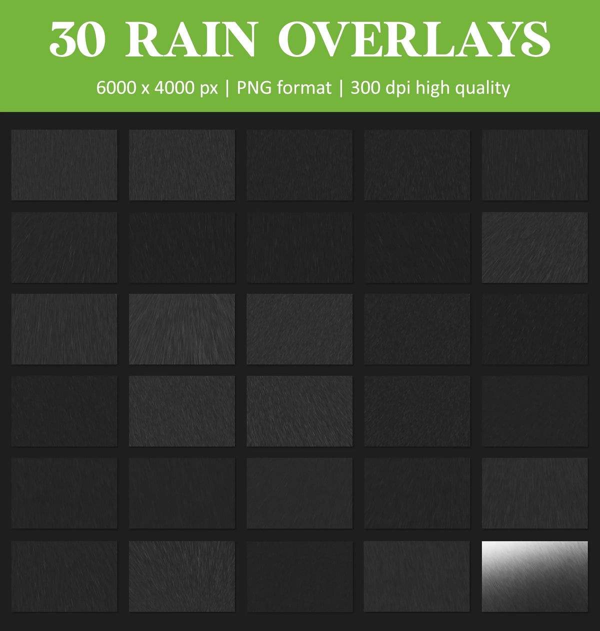 Rain Overlays for Photoshop - Realistic Falling Raindrops