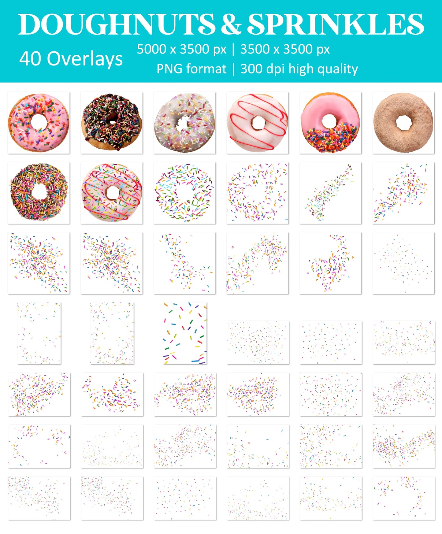 Rainbow Sprinkles Overlay for Photoshop - Birthday and Doughnut Effects