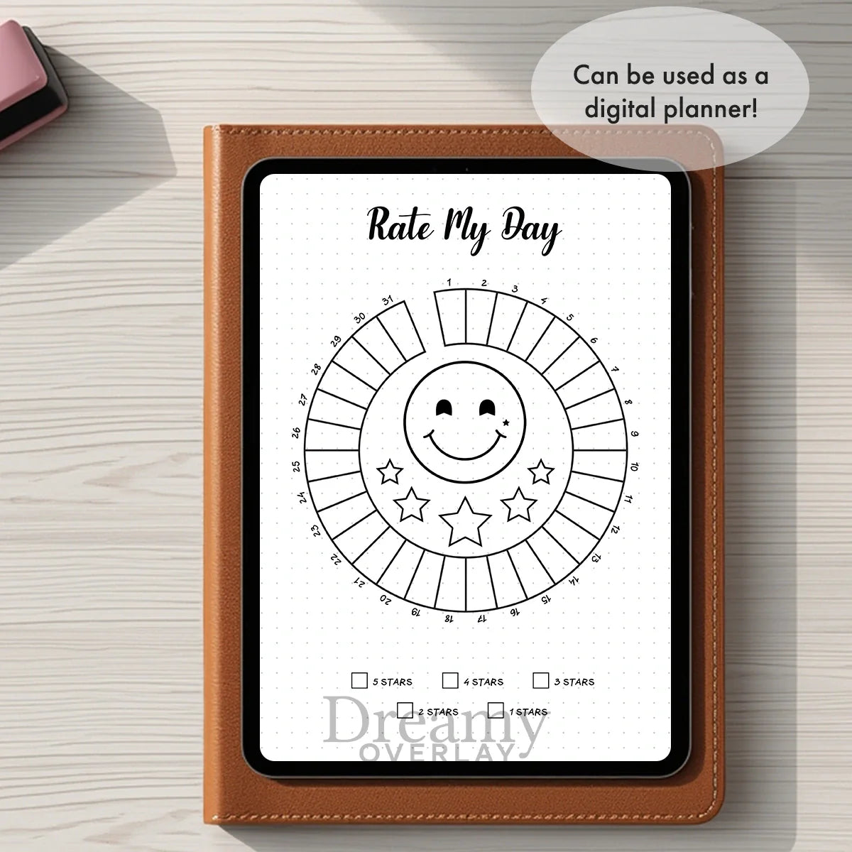 Printable rate my day tracker monthly printable journal page in A4, A5 and US Letter size