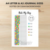 Printable rate my day tracker journal page in A4, A5 and US Letter size