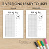 Printable rate my day tracker journal page in A4, A5 and US Letter size