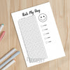 Printable rate my day tracker journal page in A4, A5 and US Letter size
