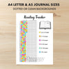 Printable reading tracker journal page in A4, A5 and US Letter size