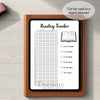 Printable reading tracker journal page in A4, A5 and US Letter size